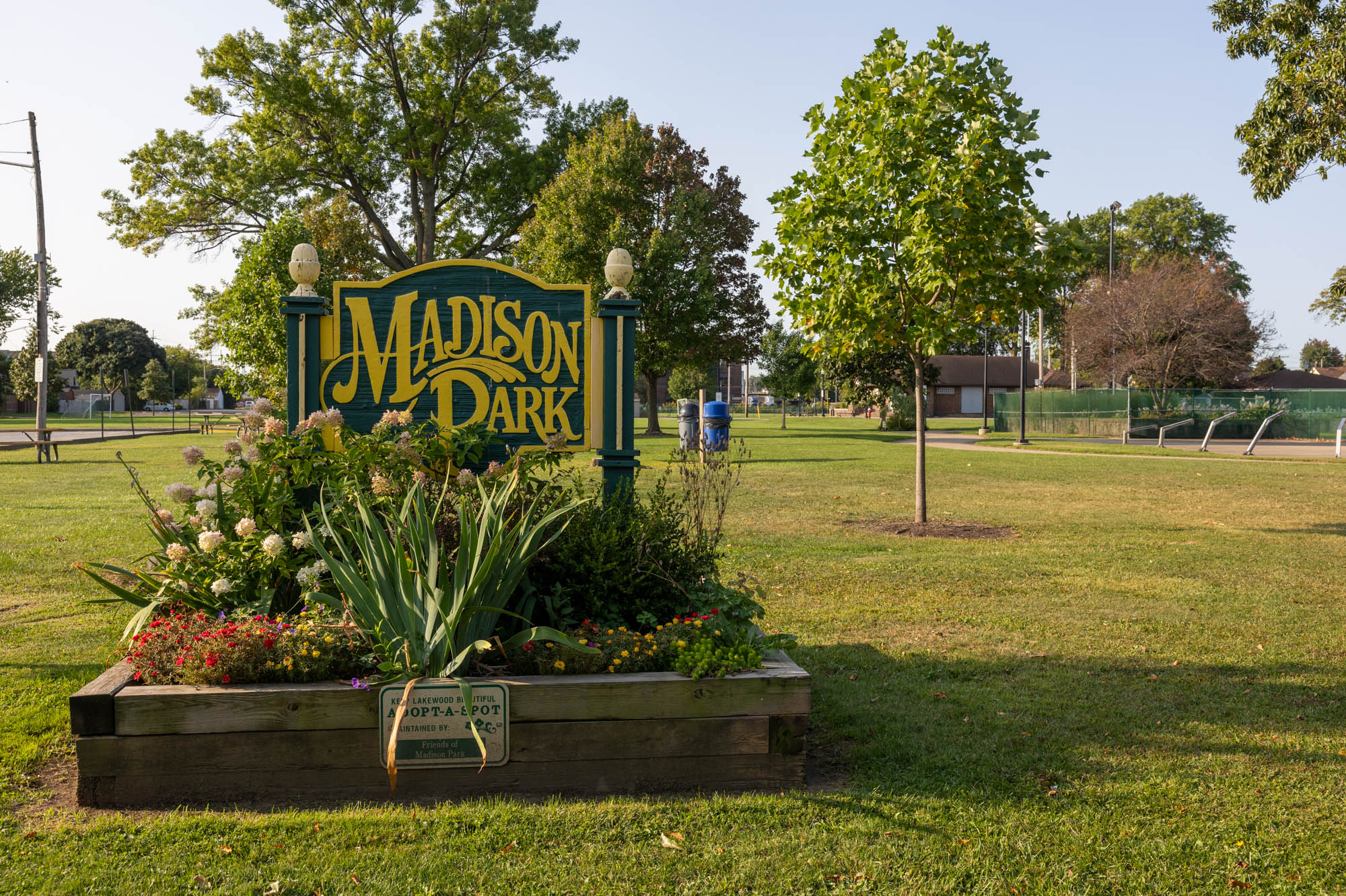Madison Park sign located at the north entrance.