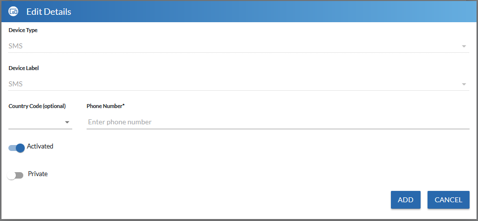 The "Edit Details" screen for adding an SMS number to ReadyNotify.