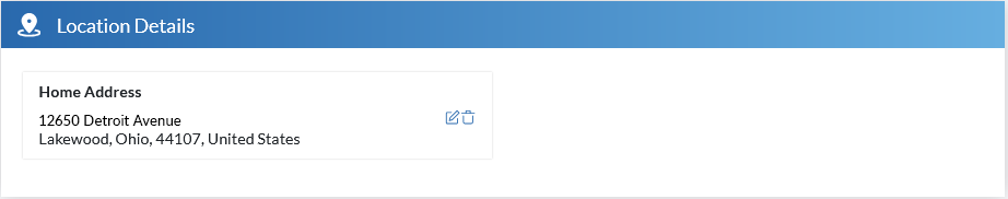 The "Location Details" screen that shows a home address, Edit Original, and Replace buttons.