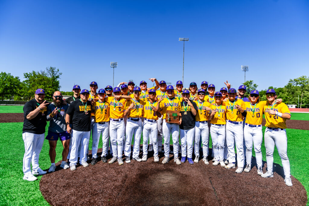 The Lakewood High School 2026 Varsity Baseball team receives the District Championship trophy and medals.